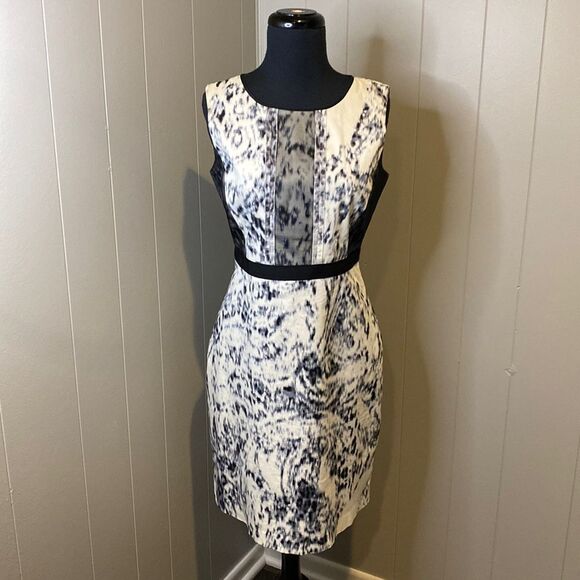 Elite Tahari 2 Antoinette Sheath Midi Dress Sleeveless Back Zipper and Button - Picture 1 of 7